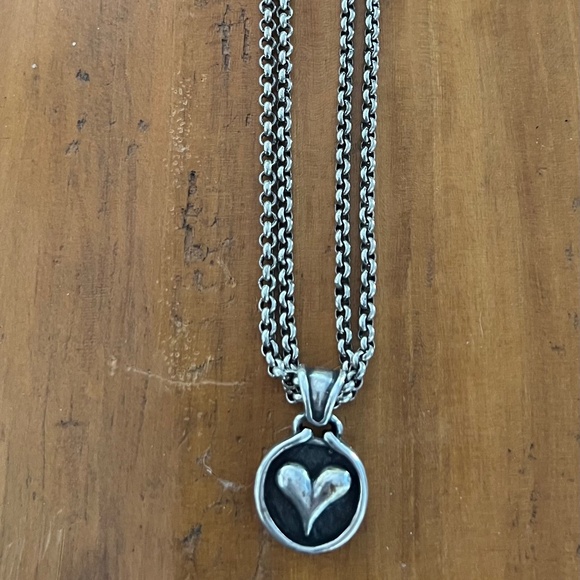 Choker Necklace With A Heart Pendant - (8" when clasped) - Picture 2 of 15